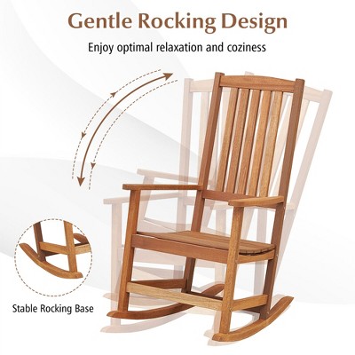 Natural Hardwood High-Back Outdoor Rocking Chair