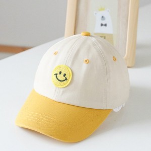 MyKids-USA Baby Smiley Embroidered Pattern Color Matching Design Sunshade Peaked Hats - 1 of 3
