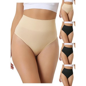 Allegra K Women's High-Waisted Invisible Stretchy Comfortable Thongs Multicolored - 1 of 4