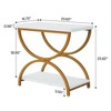 Resenkos Sofa Side End Table, End Table, Couch Table,2-Tier End Table, Rectangular Side Table with Stylish Metal Frame,Faux Marble White & Gold - 2 of 4
