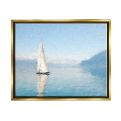 Stupell Industries Blue Ocean Sailboat Sea ReflectionFloater Canvas Wall Art