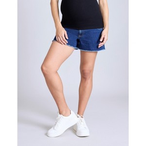Women's Under the Belly  Cut Off Denim Maternity Short | Motherhood Maternity - 1 of 4
