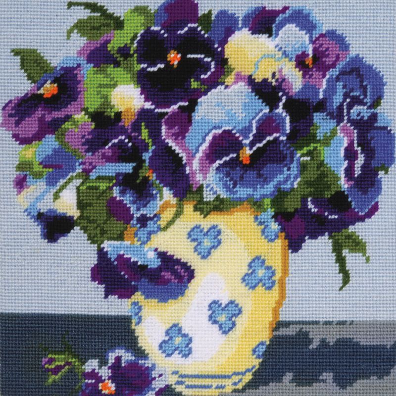 Design Works Needlepoint Kit 10"X10"-Pansies-Stitched In Yarn, 2 of 3