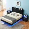 Garvee Upholstered Floating Bed Frame, Platform Bed with LED Lights and Storage Headboard, No Box Spring Needed, Black - 3 of 4