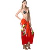 LA LEELA Women's Bikini Beach Wrap Swimwear Cover up Skirt Bathing suit Summer Wraps Sarong Swimsuits for Women One Size Red, Floral - 3 of 4