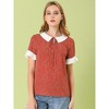 Allegra K Women's Contrast Doll Collar Polka Dots Short Sleeves Blouse - 2 of 4