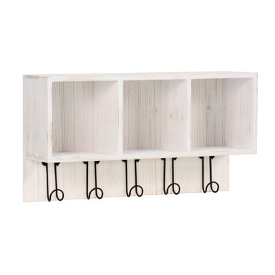 Entryway Large 3 Cubby Box with Hooks White - Threshold™