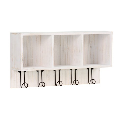 Entryway Large 3 Cubby Box With Hooks White Threshold Target