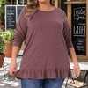 Women's Plus Size Ruffled Hem Crew Neck Long Sleeve Flowy Casual Tunic Tops with Pockets - Agnes Orinda - 2 of 4