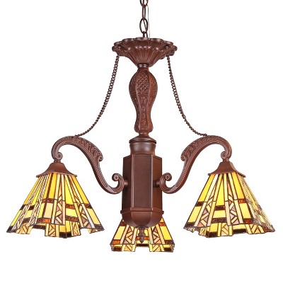 Chloe Lighting Progressive Tiffany-Style Mission 3 Light Mini Chandelier 22" Wide