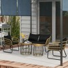 Outsunny 5 Piece PE Rattan Outdoor Furniture Set with Cushioned Chairs, Loveseat Sofa & Stackable Coffee Tables - 2 of 4