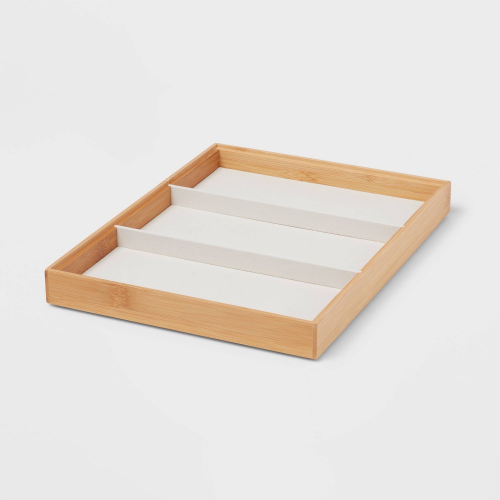 (Cases of 4 )9" x 12" Stackable Bamboo Accessory 3 Section Tray - Brightroom™