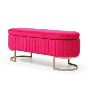 NicBex 50 Inch Oval Storage Ottoman Bench with Golden Metal Legs for Bedroom,Living Room,Entryway,Window - 1 of 3