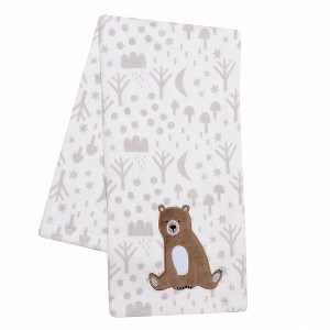 Bedtime Originals Sleepytime Bear White/Brown Soft Fleece Baby Blanket - 1 of 4