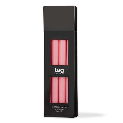tag Color Studio 12" Straight Taper Unscented Smokeless Paraffin Wax Candle Pink, Burn Time 12 hrs. Sold In Units of 1