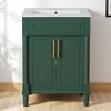 24" Bathroom Vanity with Ceramic Sink – Compact Cabinet with 2 Doors, Adjustable Shelf, Solid Wood Frame, Soft-Close Hinges - 3 of 4
