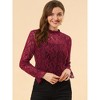 INSPIRE CHIC Women's Crochet Lace See-Through Ruffle Frill Neck Floral Elegant Blouse - 4 of 4