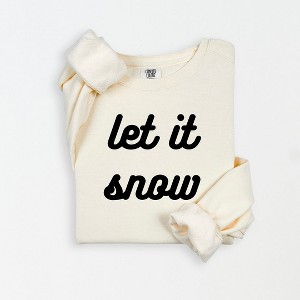 Simply Sage Market Women's Lightweight Garment Dyed Graphic Sweatshirt Let It Snow Bold Cursive - 1 of 4