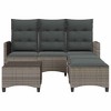 vidaXL 3 Piece Patio Sofa Set with Cushions L-shaped Couch Set Poly Rattan - Gray - 4 of 4