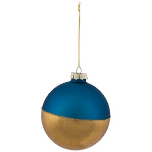 Northlight 3.5" Blue and Gold Glass Ball Christmas Ornament - 1 of 4