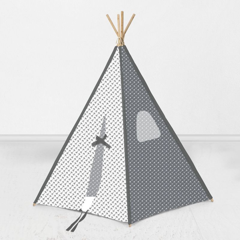 Bacati - Arrows Gray Play Tent for Kids/Toddlers, 100% Cotton Percale Fabric Cover , 1 of 10