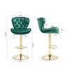 SKRAN Adjustable Swivel Bar Stools Set of 2,Velvet Upholstered with Back Pull Ring and Metal Footrest for  Dining Room and Pub - 3 of 4