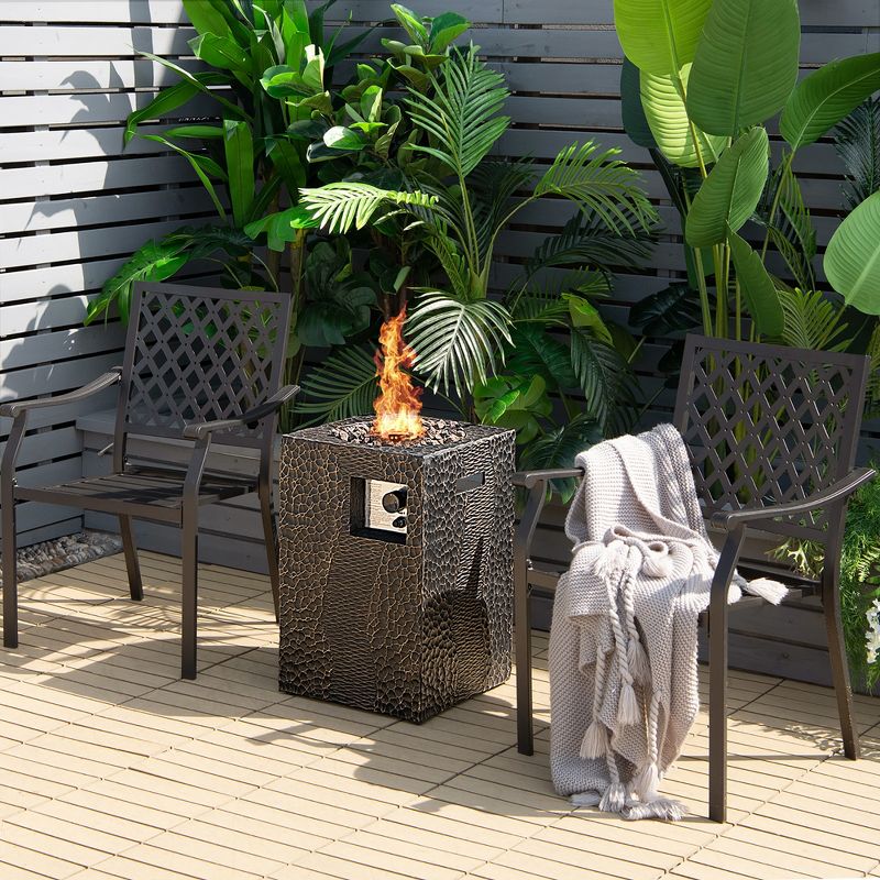 Costway 16'' Square Outdoor Propane Fire Pit w/Lava Rocks Waterproof Cover 30,000 BTU, 2 of 13
