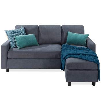 Best Choice Products Linen Sectional Sofa Couch w/ Chaise Lounge, Reversible Ottoman Bench