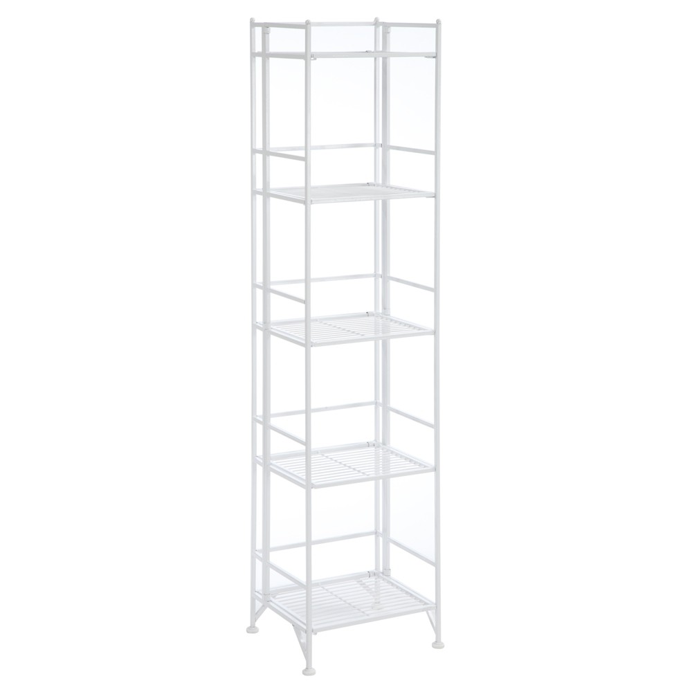 Photos - Wall Shelf 57.5" 5 Tier Folding Metal Shelf White - Breighton Home: No Assembly, Adju