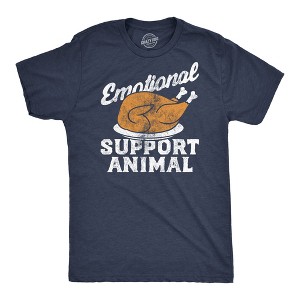 Mens Funny T Shirts Emotional Support Animal Turkey Sarcastic Thanksgiving Dinner Novelty Tee For Men - Crazy Dog Men's T Shirt - 1 of 4