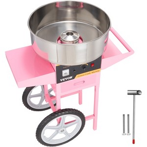 VEVOR Electric Cotton Candy Machine with Cart, 1000W Commercial Floss Maker with Stainless Steel Bowl, Sugar Scoop and Drawer, Pink - 1 of 4