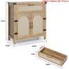 Living Room Rattan Cabinet w/ Drawer, Sideboard w/ Synthetic Rattan-Accent Doors, Adjustable Shelves, Buffet Cabinet - 2 of 4