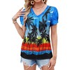 Nlife Womens Puff Short Sleeve Hawaiian Shirts Floral Tropic Printed Pleated V Neck Summer Casual T-Shirt Trendy Boho Blouses Tops - 2 of 4