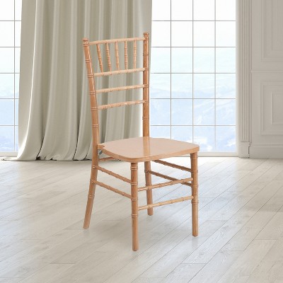 Natural Wood Chiavari Side Chair with Beige Slat Back