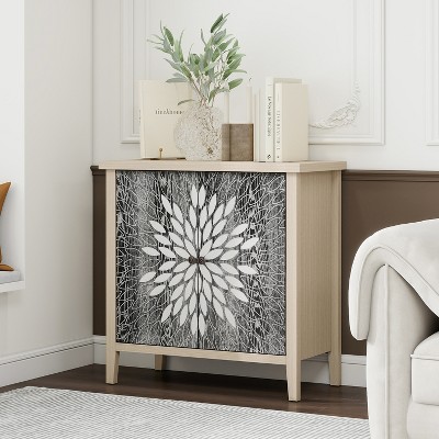 Vynxaria 2-Door Carved Storage Cabinet with Adjustable shelf, Accent Furniture for Living Room, Hallway, Kitchen