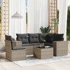 vidaXL 6 Piece Patio Sofa Set with Cushions Gray Poly Rattan - With Table - 2 of 4