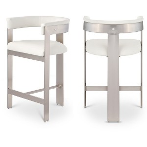 Meridian Furniture,Romeo Cream Vegan Leather Counter Stool, Set of 2 - 1 of 4