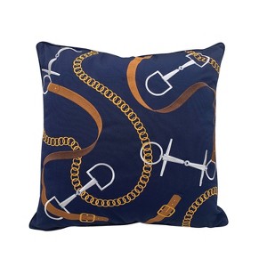 RightSide Designs Bits & Leather Navy Indoor/ Indoor/Outdoor Throw Pillow - 1 of 4