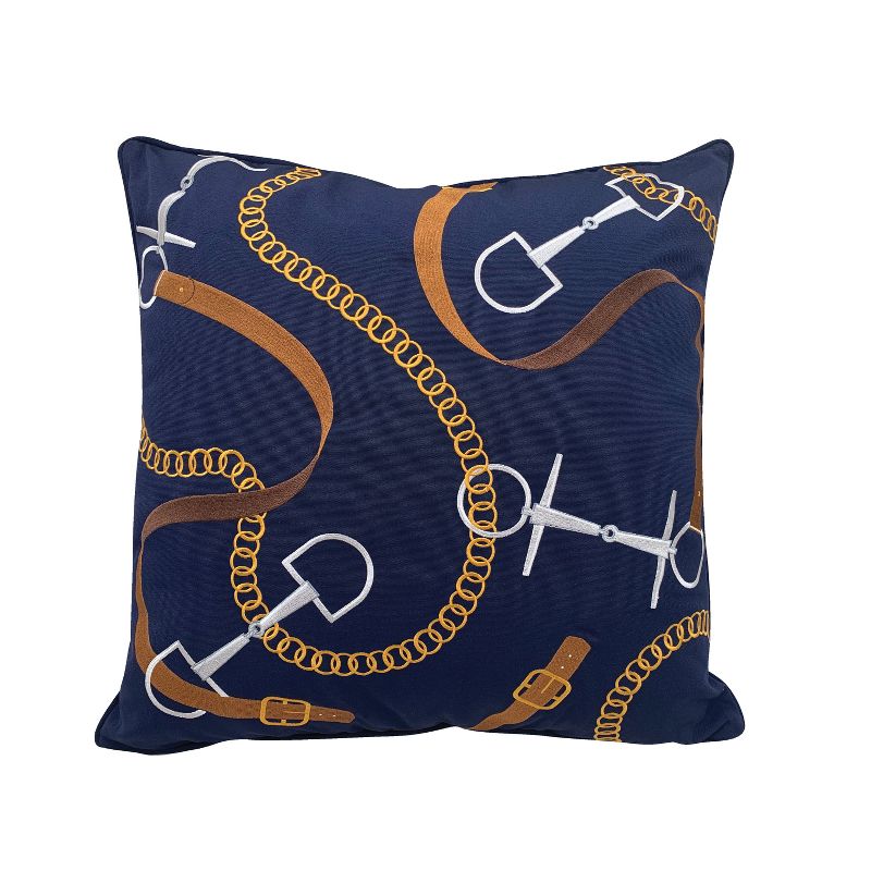 RightSide Designs Bits & Leather Navy Indoor/ Outdoor Throw Pillow, 1 of 6
