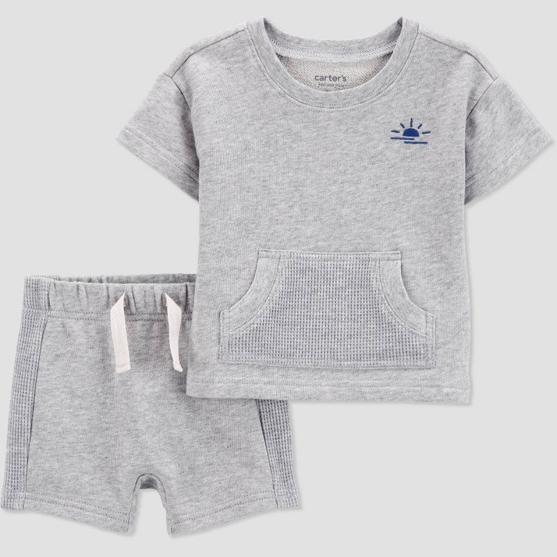 Carter&#39;s Just One You&#174;️ Baby Boys&#39; Sun Top & Bottom Set - Gray/Blue, 1 of 5