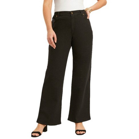 June + Vie Women’s Plus Size June Fit Wide-leg Jeans, 18 W - Black : Target