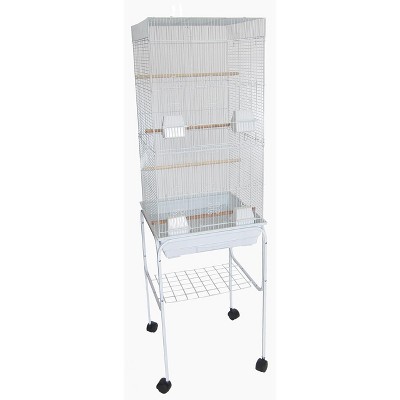 YML 6824 3/8 inches Bar Spacing Tall Flat Top Bird Cage with Stand 18 inches x 14 inches /Small White