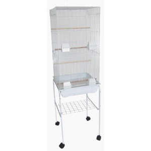 YML 6824 3/8 inches Bar Spacing Tall Flat Top Bird Cage with Stand 18 inches x 14 inches /Small White - 1 of 1