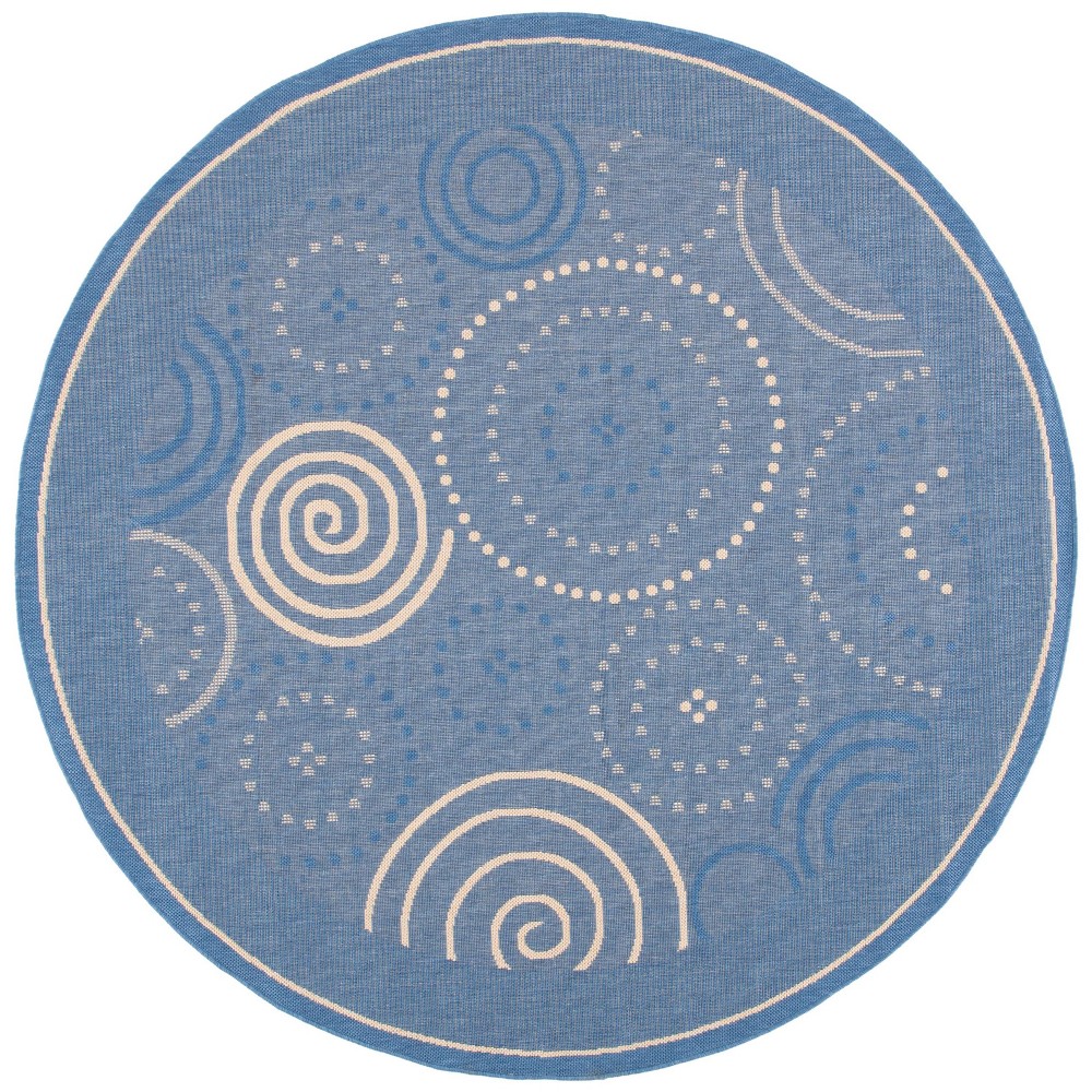 7'10in Round Bastia Outdoor Rug Blue/Natural - Safavieh