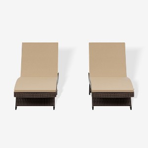 WestinTrends All Weather Wicker Outdoor Patio Chaise Lounge with Cushion (Set of 2) - 1 of 3