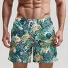 Anna-Kaci Swim Men's Tropical Leaf and Floral Print Swim Trunks with Quick-Dry Fabric and Drawstring Waist for Vibrant Beach Style - 4 of 4