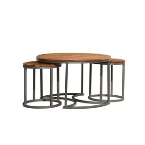 Set of 3 Contemporary Metal Coffee Tables Brown - Olivia & May - 1 of 4