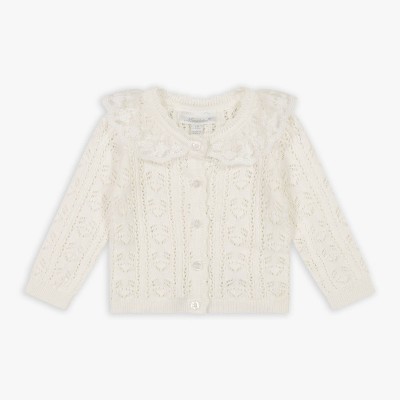 Girl Pointelle Sweater Cardigan - Miniclasix