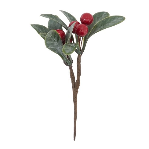 Auldhome Design- Frosted Red Berry Picks, Christmas Decor Greenery