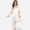 Anna-Kaci Lounge Women's Embroidered Collar Pajama Set with Ruffle Trim and Button-Up Top - 2 of 4